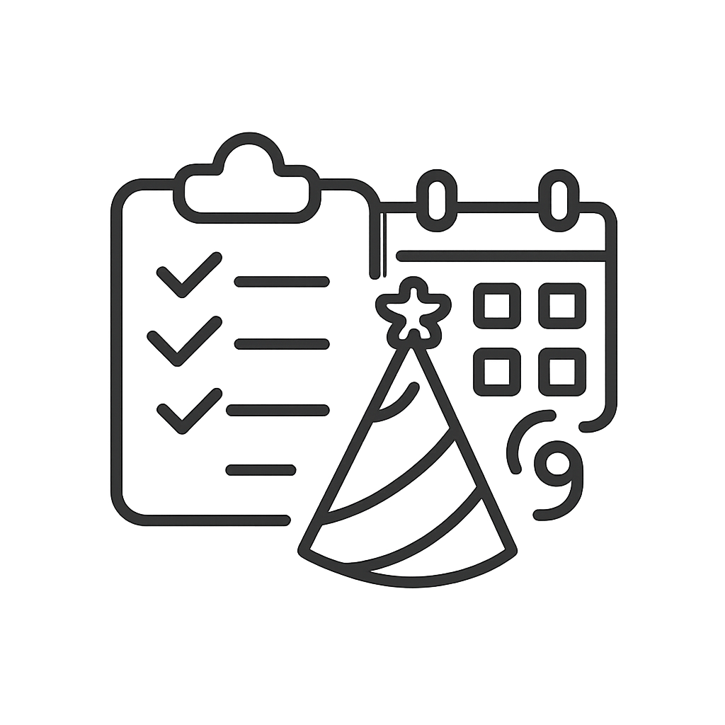 A clip board with a checklist of items drawn on it, next to a Christmas tree